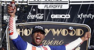 Bubba Wallace streaks to convincing NASCAR Cup victory at Kansas Speedway