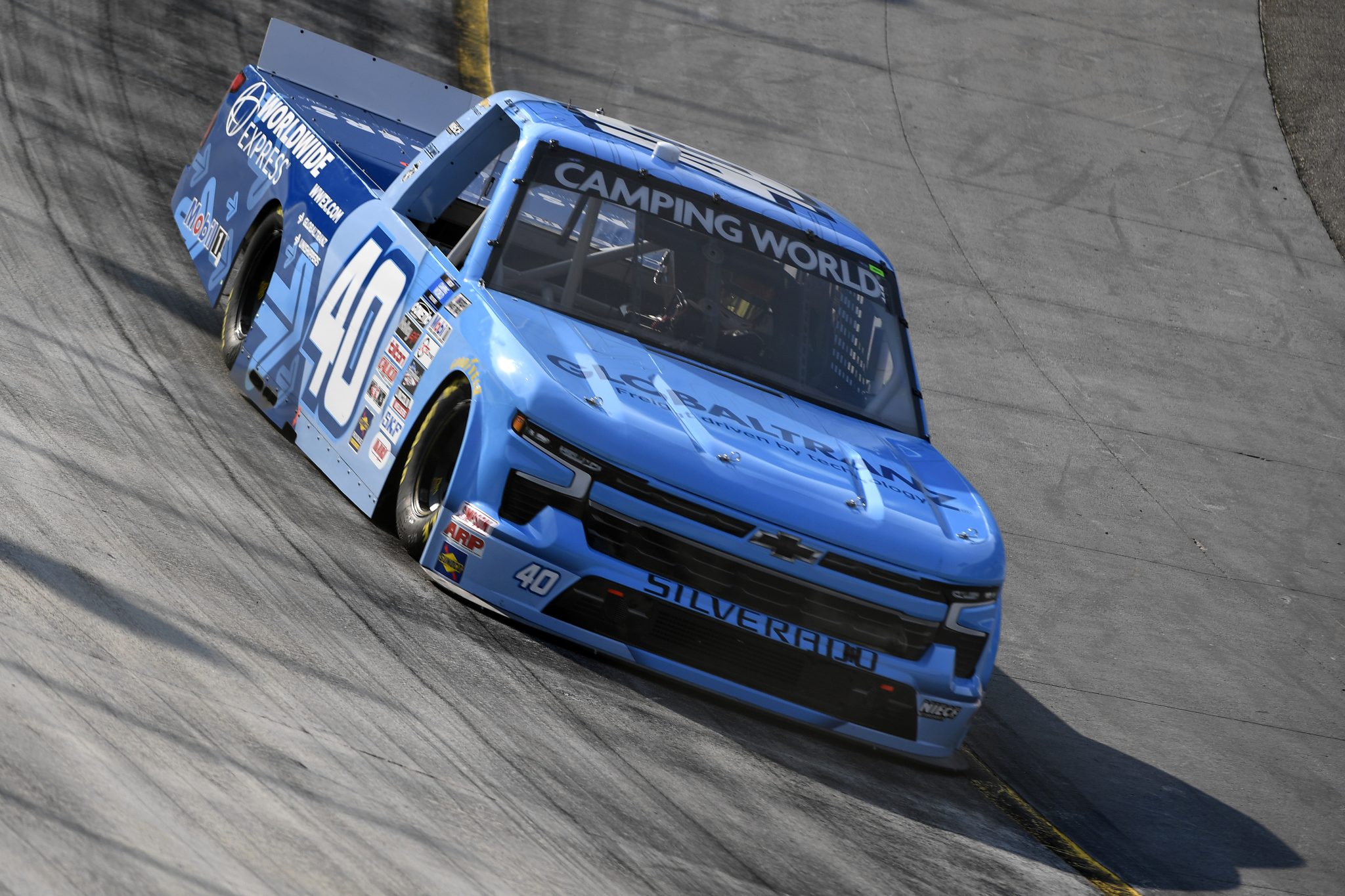 BRISTOL, TENNESSEE - SEPTEMBER 15: Dean Thompson, driver of the #40 Worldwide Express Chevrolet, drives during practice for the NASCAR Camping World Truck Series UNOH 200 at Bristol Motor Speedway on September 15, 2022 in Bristol, Tennessee. (Photo by Logan Riely/Getty Images) | Getty Images