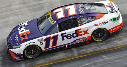 BRISTOL, TENNESSEE - SEPTEMBER 16: Denny Hamlin, driver of the #11 FedEx Ground Toyota, drives during qualifying for the NASCAR Cup Series Bass Pro Shops Night Race at Bristol Motor Speedway on September 16, 2022 in Bristol, Tennessee. (Photo by Sean Gardner/Getty Images) | Getty Images