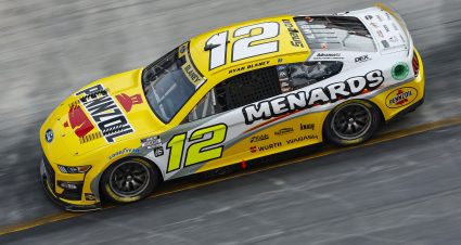 BRISTOL, TENNESSEE - SEPTEMBER 16: Ryan Blaney, driver of the #12 Menards/Pennzoil Ford, drives during qualifying for the NASCAR Cup Series Bass Pro Shops Night Race at Bristol Motor Speedway on September 16, 2022 in Bristol, Tennessee. (Photo by Sean Gardner/Getty Images) | Getty Images