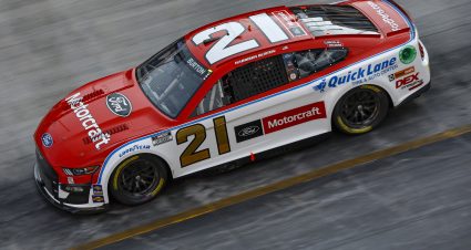 BRISTOL, TENNESSEE - SEPTEMBER 16: Harrison Burton, driver of the #21 Motorcraft/Quick Lane Ford, drives during qualifying for the NASCAR Cup Series Bass Pro Shops Night Race at Bristol Motor Speedway on September 16, 2022 in Bristol, Tennessee. (Photo by Sean Gardner/Getty Images) | Getty Images