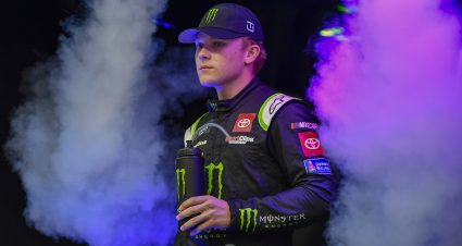 BRISTOL, TENNESSEE - SEPTEMBER 16: Ty Gibbs, driver of the #54 Monster Energy Toyota, walks onstage during driver intros prior to the NASCAR Xfinity Series Food City 300 at Bristol Motor Speedway on September 16, 2022 in Bristol, Tennessee. (Photo by Logan Riely/Getty Images) | Getty Images