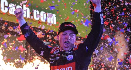 FORT WORTH, TEXAS - SEPTEMBER 25: Tyler Reddick, driver of the #8 Lenovo/ThinkEdge Chevrolet, celebrates in victory lane after winning the NASCAR Cup Series Auto Trader EchoPark Automotive 500 at Texas Motor Speedway on September 25, 2022 in Fort Worth, Texas. (Photo by Jonathan Bachman/Getty Images) | Getty Images