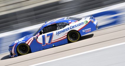 DARLINGTON, SOUTH CAROLINA - SEPTEMBER 03: Kyle Larson, driver of the #17 HendrickCars.com Chevrolet, drives during practice for the NASCAR Xfinity Series Sport Clips Haircuts VFW Help A Hero 200 at Darlington Raceway on September 03, 2022 in Darlington, South Carolina. (Photo by Logan Riely/Getty Images) | Getty Images
