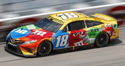 DARLINGTON, SOUTH CAROLINA - SEPTEMBER 03: Kyle Busch, driver of the #18 M&M's Toyota, drives during practice for the NASCAR Cup Series Cook Out Southern 500 at Darlington Raceway on September 03, 2022 in Darlington, South Carolina. (Photo by Jared C. Tilton/Getty Images) | Getty Images