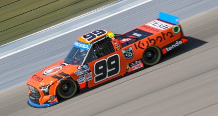 KANSAS CITY, KANSAS - SEPTEMBER 09: Ben Rhodes, driver of the #99 Kubota Toyota, drives during practice for the NASCAR Camping World Truck Series Kansas Lottery 200 at Kansas Speedway on September 09, 2022 in Kansas City, Kansas. (Photo by Meg Oliphant/Getty Images) | Getty Images
