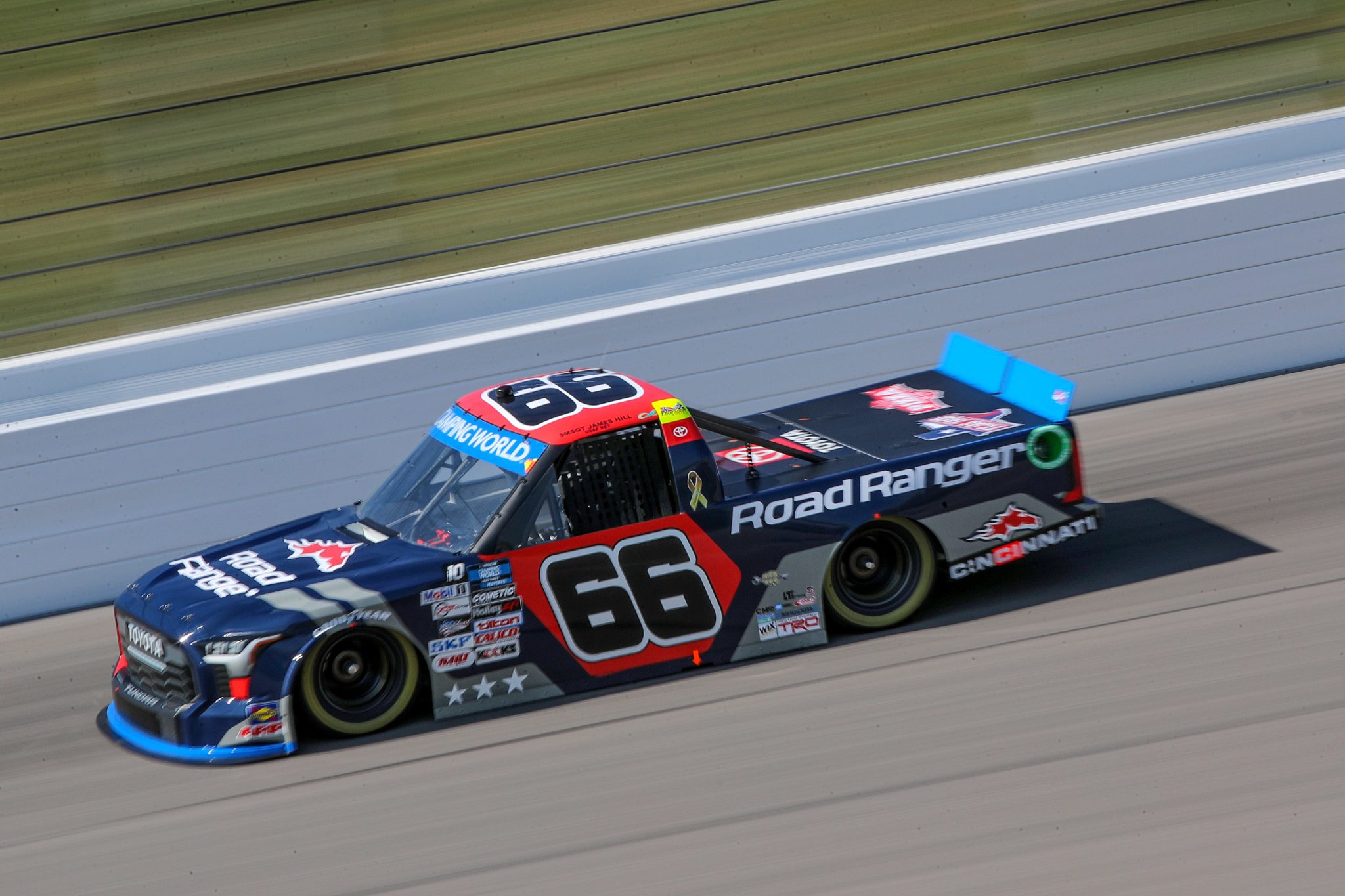 KANSAS CITY, KANSAS - SEPTEMBER 09: Ty Majeski, driver of the #66 Road Ranger Toyota, drives during qualifying for the NASCAR Camping World Truck Series Kansas Lottery 200 at Kansas Speedway on September 09, 2022 in Kansas City, Kansas. (Photo by Meg Oliphant/Getty Images) | Getty Images