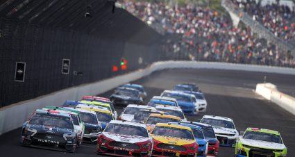 INDIANAPOLIS, INDIANA - SEPTEMBER 08: Kevin Harvick, driver of the #4 Mobil 1 Ford, leads during the Monster Energy NASCAR Cup Series Big Machine Vodka 400 at the Brickyard at Indianapolis Motor Speedway on September 08, 2019 in Indianapolis, Indiana. (Photo by Chris Graythen/Getty Images) | Getty Images