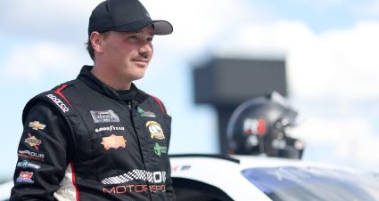 LOUDON, NEW HAMPSHIRE - JULY 15: Brett Moffitt, driver of the #02 Robert B Our Chevrolet, waits on the grid during practice for the NASCAR Xfinity Series Crayon 200 at New Hampshire Motor Speedway on July 15, 2022 in Loudon, New Hampshire. (Photo by James Gilbert/Getty Images) | Getty Images