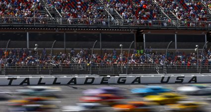 TALLADEGA, ALABAMA - OCTOBER 01: A general view of racing during the NASCAR Cup Series YellaWood 500 at Talladega Superspeedway on October 01, 2023 in Talladega, Alabama. (Photo by Sean Gardner/Getty Images) | Getty Images
