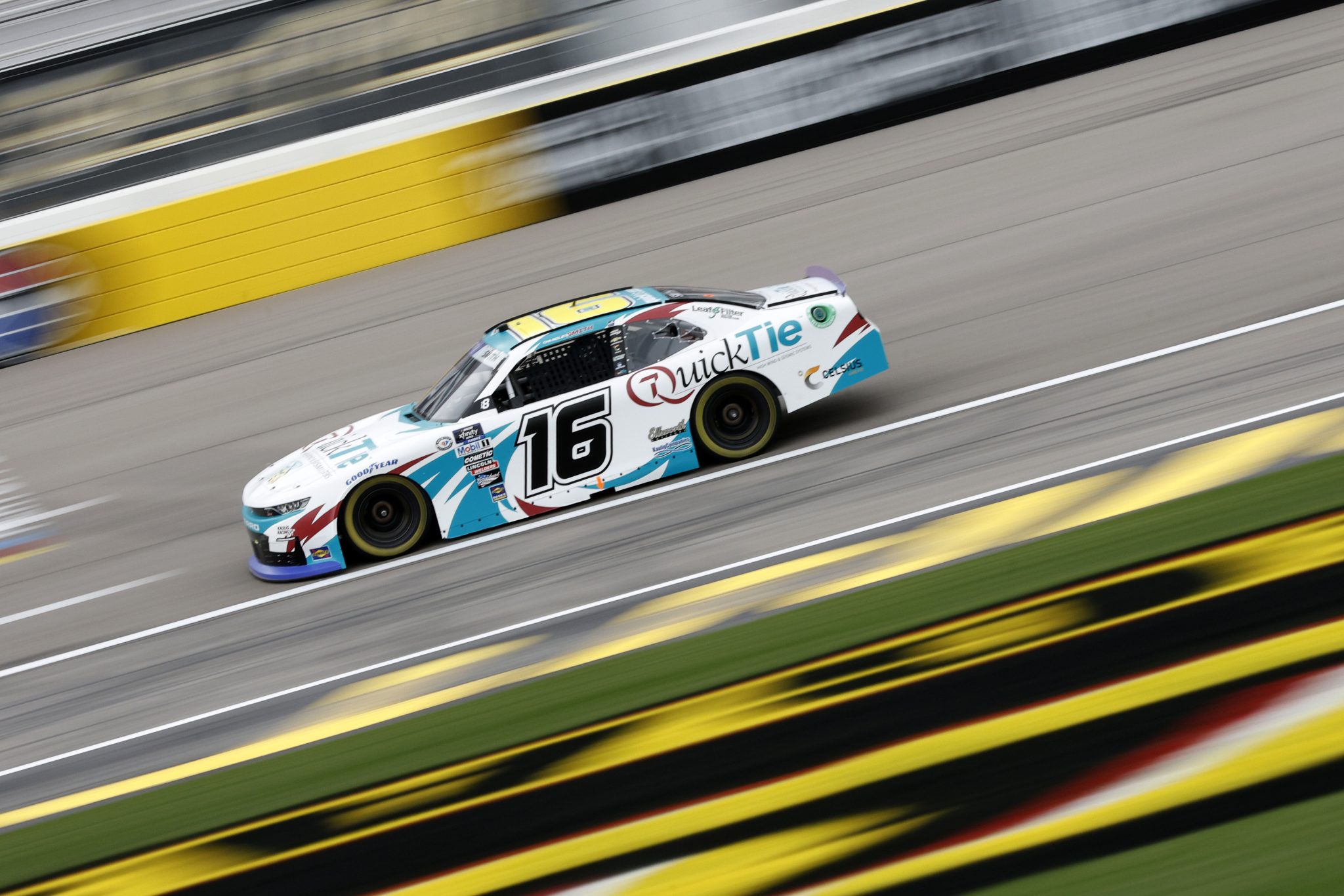 LAS VEGAS, NEVADA - OCTOBER 13: Chandler Smith, driver of the #16 Barger Precast/Quick Tie Products Inc Chevrolet, drives during practice for the NASCAR Xfinity Series Alsco Uniforms 302 at Las Vegas Motor Speedway on October 13, 2023 in Las Vegas, Nevada. (Photo by Sean Gardner/Getty Images) | Getty Images