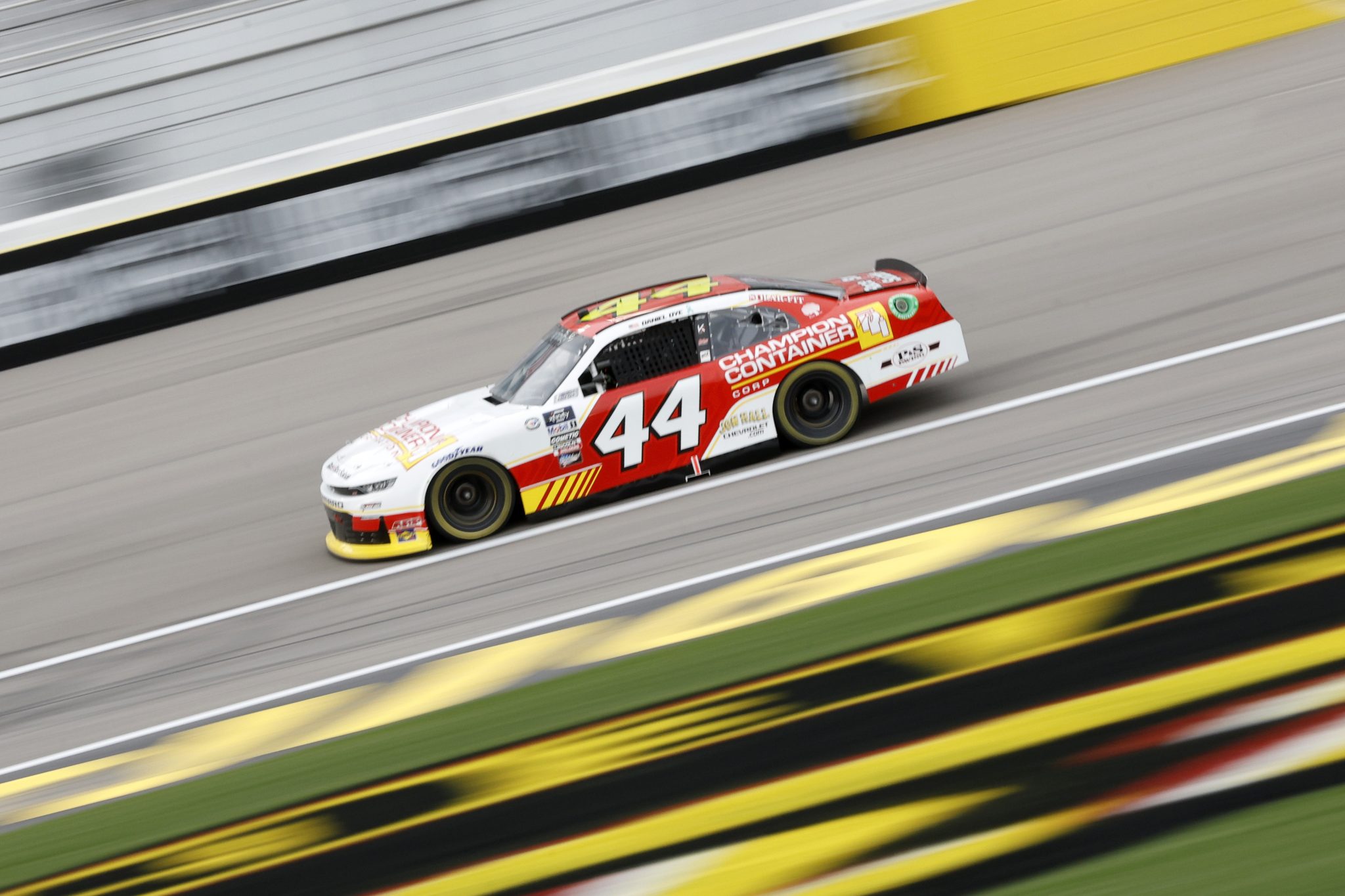 LAS VEGAS, NEVADA - OCTOBER 13: Daniel Dye, driver of the #44 Champion Container Chevrolet, drives during practice for the NASCAR Xfinity Series Alsco Uniforms 302 at Las Vegas Motor Speedway on October 13, 2023 in Las Vegas, Nevada. (Photo by Sean Gardner/Getty Images) | Getty Images