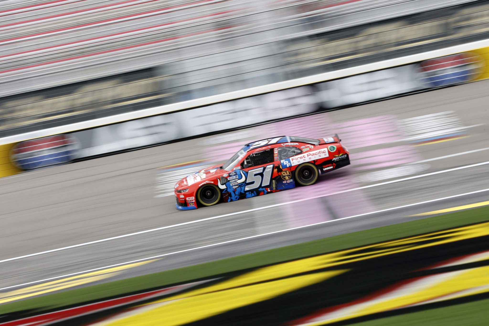 LAS VEGAS, NEVADA - OCTOBER 13: Jeremy Clements, driver of the #51 First Pacific Funding Chevrolet, drives during practice for the NASCAR Xfinity Series Alsco Uniforms 302 at Las Vegas Motor Speedway on October 13, 2023 in Las Vegas, Nevada. (Photo by Sean Gardner/Getty Images) | Getty Images