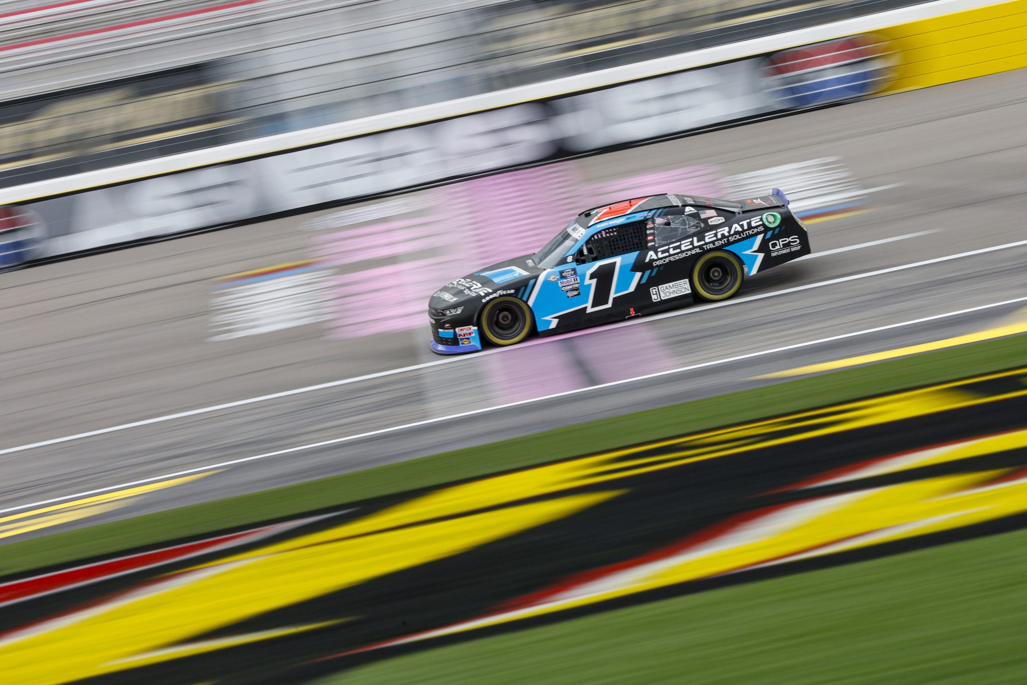 LAS VEGAS, NEVADA - OCTOBER 13: Sam Mayer, driver of the #1 Accelerate Pros Talent Chevrolet, drives during practice for the NASCAR Xfinity Series Alsco Uniforms 302 at Las Vegas Motor Speedway on October 13, 2023 in Las Vegas, Nevada. (Photo by Sean Gardner/Getty Images) | Getty Images
