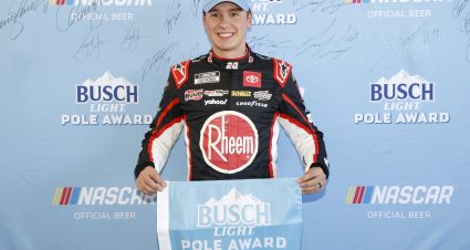 LAS VEGAS, NEVADA - OCTOBER 14: Christopher Bell, driver of the #20 Rheem/Smurfit Kappa Toyota, poses for photos after winning the pole award during qualifying for the NASCAR Cup Series South Point 400 at Las Vegas Motor Speedway on October 14, 2023 in Las Vegas, Nevada. (Photo by Chris Graythen/Getty Images) | Getty Images