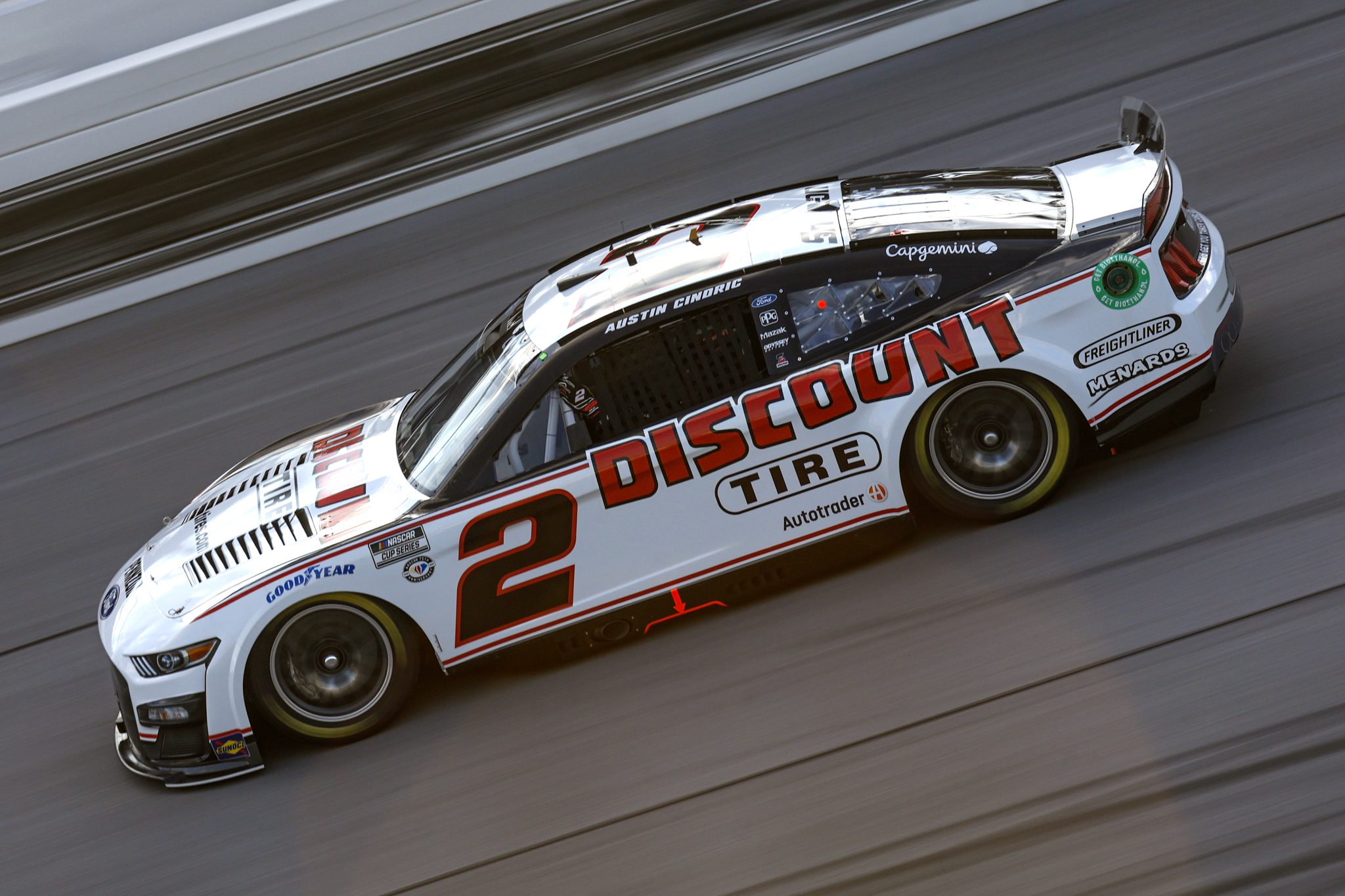 TALLADEGA, ALABAMA - SEPTEMBER 30: Austin Cindric, driver of the #2 Discount Tire Ford, drives during qualifying for the NASCAR Cup Series YellaWood 500 at Talladega Superspeedway on September 30, 2023 in Talladega, Alabama. (Photo by Sean Gardner/Getty Images) | Getty Images