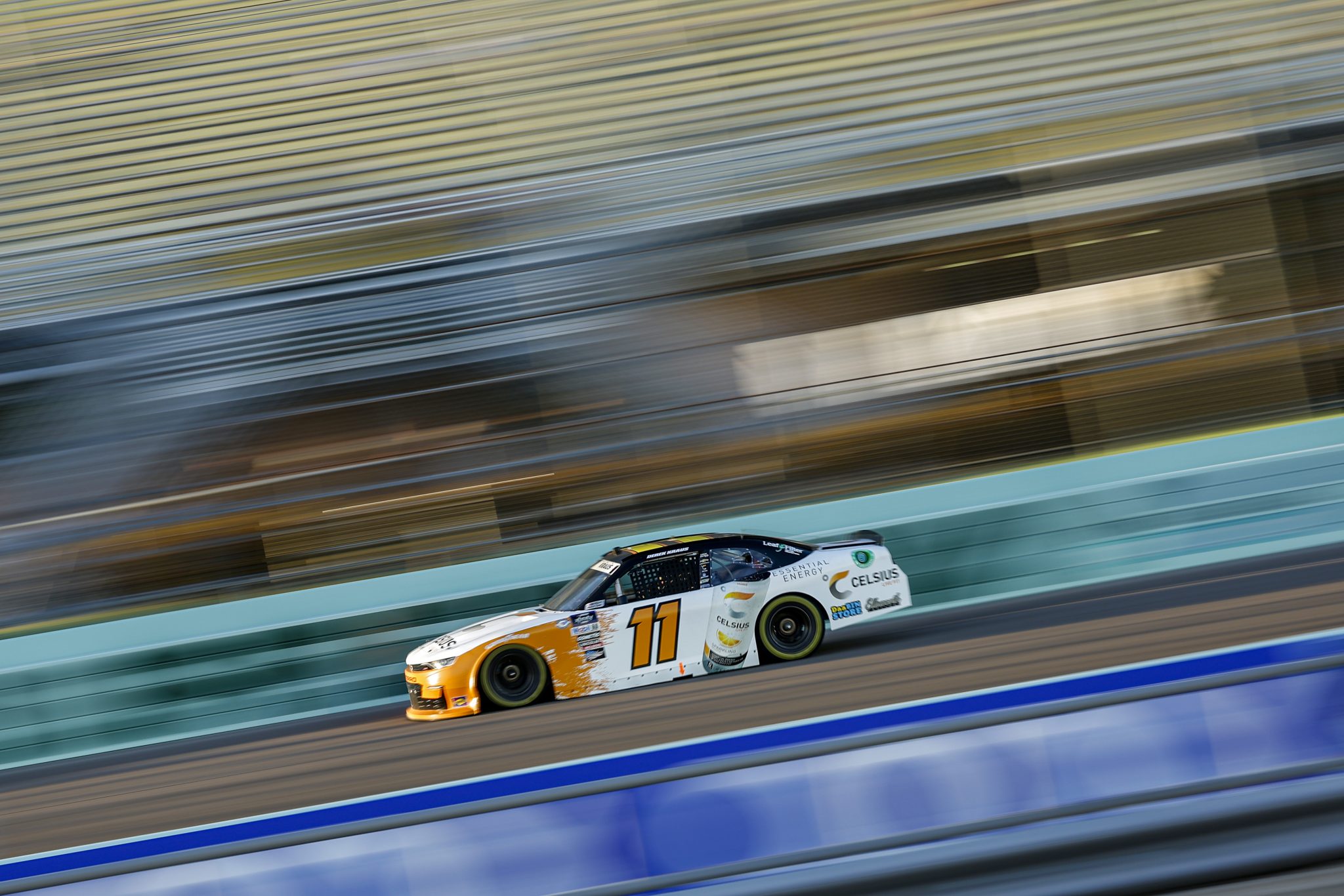 HOMESTEAD, FLORIDA - OCTOBER 20: Derek Kraus, driver of the #11 Celsius Chevrolet, drives during practice for the NASCAR Xfinity Series Contender Boats 300 at Homestead-Miami Speedway on October 20, 2023 in Homestead, Florida. (Photo by James Gilbert/Getty Images) | Getty Images