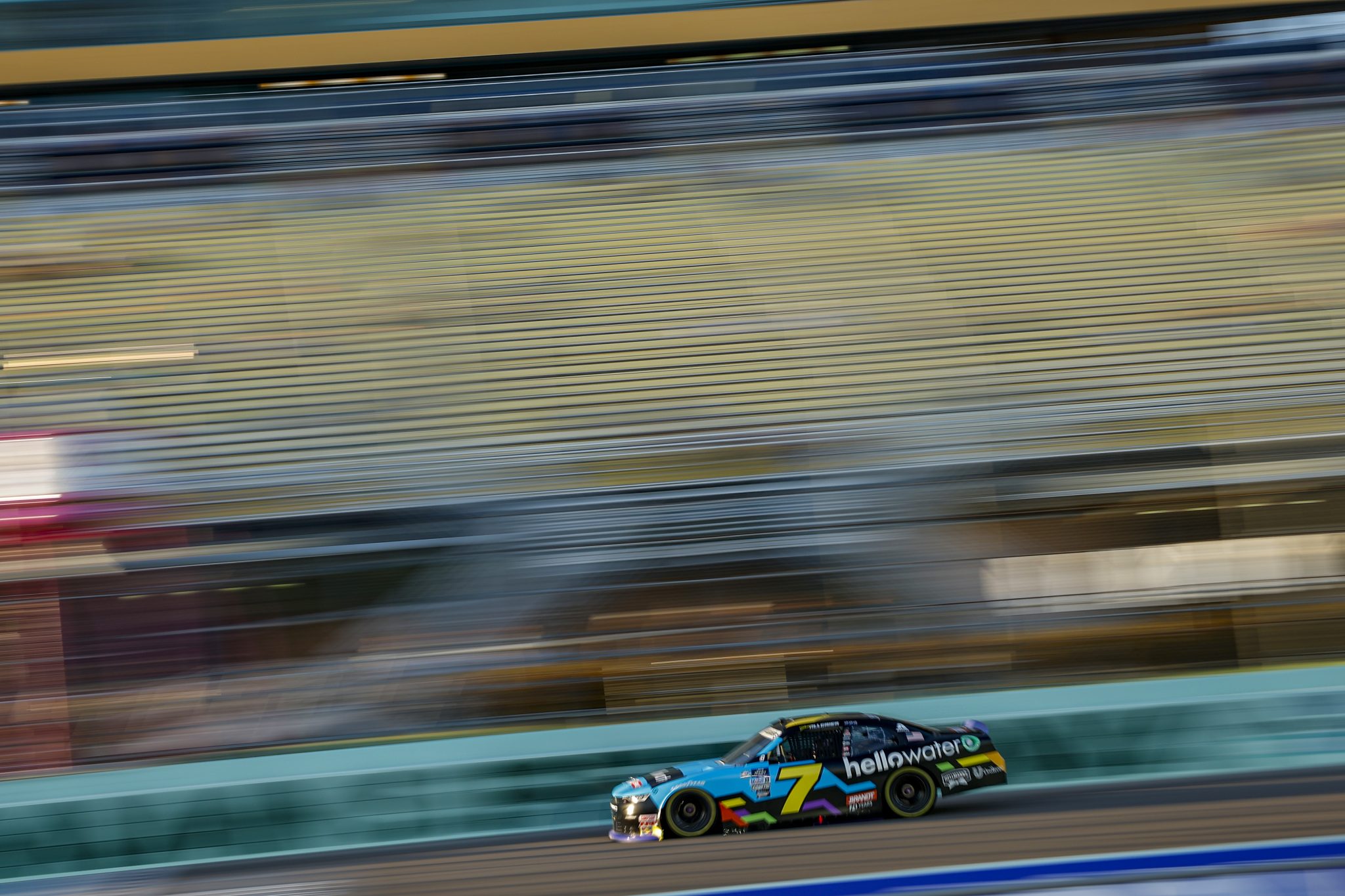 HOMESTEAD, FLORIDA - OCTOBER 20: Justin Allgaier, driver of the #7 hellowater Chevrolet, drives during practice for the NASCAR Xfinity Series Contender Boats 300 at Homestead-Miami Speedway on October 20, 2023 in Homestead, Florida. (Photo by James Gilbert/Getty Images) | Getty Images