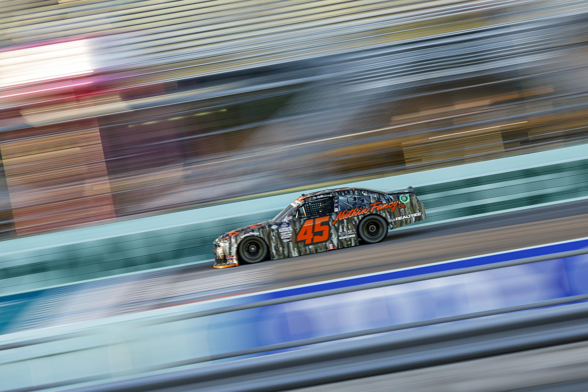 HOMESTEAD, FLORIDA - OCTOBER 20: Leland Honeyman, driver of the #45 Nuthin Fancy/Realtree Chevrolet, drives during practice for the NASCAR Xfinity Series Contender Boats 300 at Homestead-Miami Speedway on October 20, 2023 in Homestead, Florida. (Photo by James Gilbert/Getty Images) | Getty Images