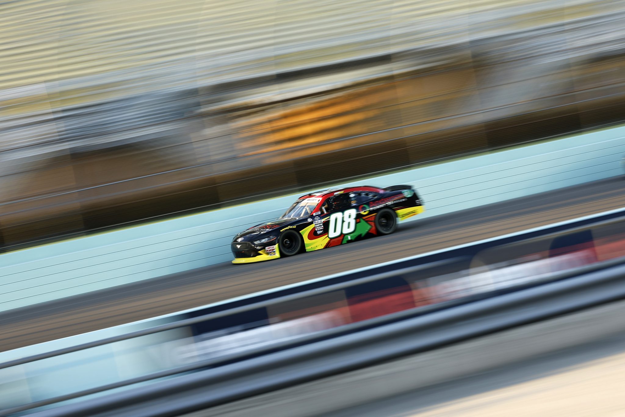 HOMESTEAD, FLORIDA - OCTOBER 20: Mason Massey, driver of the #08 Anderson Power Services Ford, drives during practice for the NASCAR Xfinity Series Contender Boats 300 at Homestead-Miami Speedway on October 20, 2023 in Homestead, Florida. (Photo by James Gilbert/Getty Images) | Getty Images