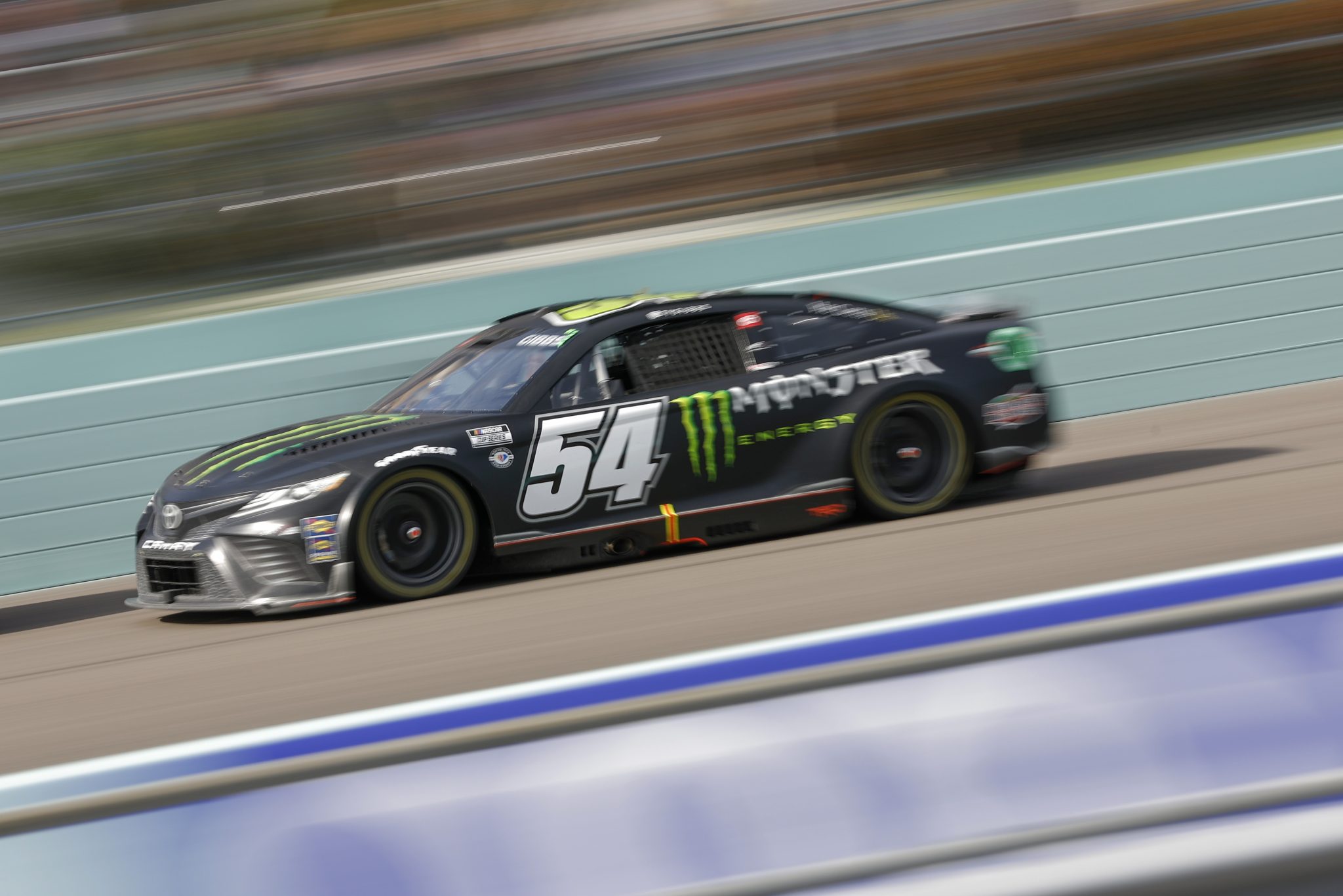 HOMESTEAD, FLORIDA - OCTOBER 22: Ty Gibbs, driver of the #54 Monster Energy Toyota, drives during the NASCAR Cup Series 4EVER 400 Presented by Mobil 1 at Homestead-Miami Speedway on October 22, 2023 in Homestead, Florida. (Photo by James Gilbert/Getty Images) | Getty Images