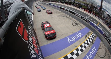 DOVER, DELAWARE - MAY 01: Kyle Busch, driver of the #8 Lenovo Chevrolet, leads the field to the green flag to start the NASCAR Cup Series Würth 400 at Dover International Speedway on May 01, 2023 in Dover, Delaware. (Photo by Tim Nwachukwu/Getty Images) | Getty Images