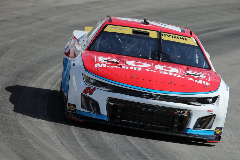 MARTINSVILLE, VIRGINIA - OCTOBER 28: William Byron, driver of the #24 PODS Chevrolet, drives during practice for the NASCAR Cup Series Xfinity 500 at Martinsville Speedway on October 28, 2023 in Martinsville, Virginia. (Photo by Jonathan Bachman/Getty Images) | Getty Images