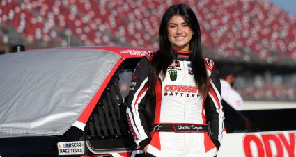 TALLADEGA, ALABAMA - SEPTEMBER 30: Hailie Deegan, driver of the #13 Odyssey Battery Ford, waits on the grid during qualifying for the NASCAR Craftsman Truck Series Love's RV Stop 250 at Talladega Superspeedway on September 30, 2023 in Talladega, Alabama. (Photo by Meg Oliphant/Getty Images) | Getty Images