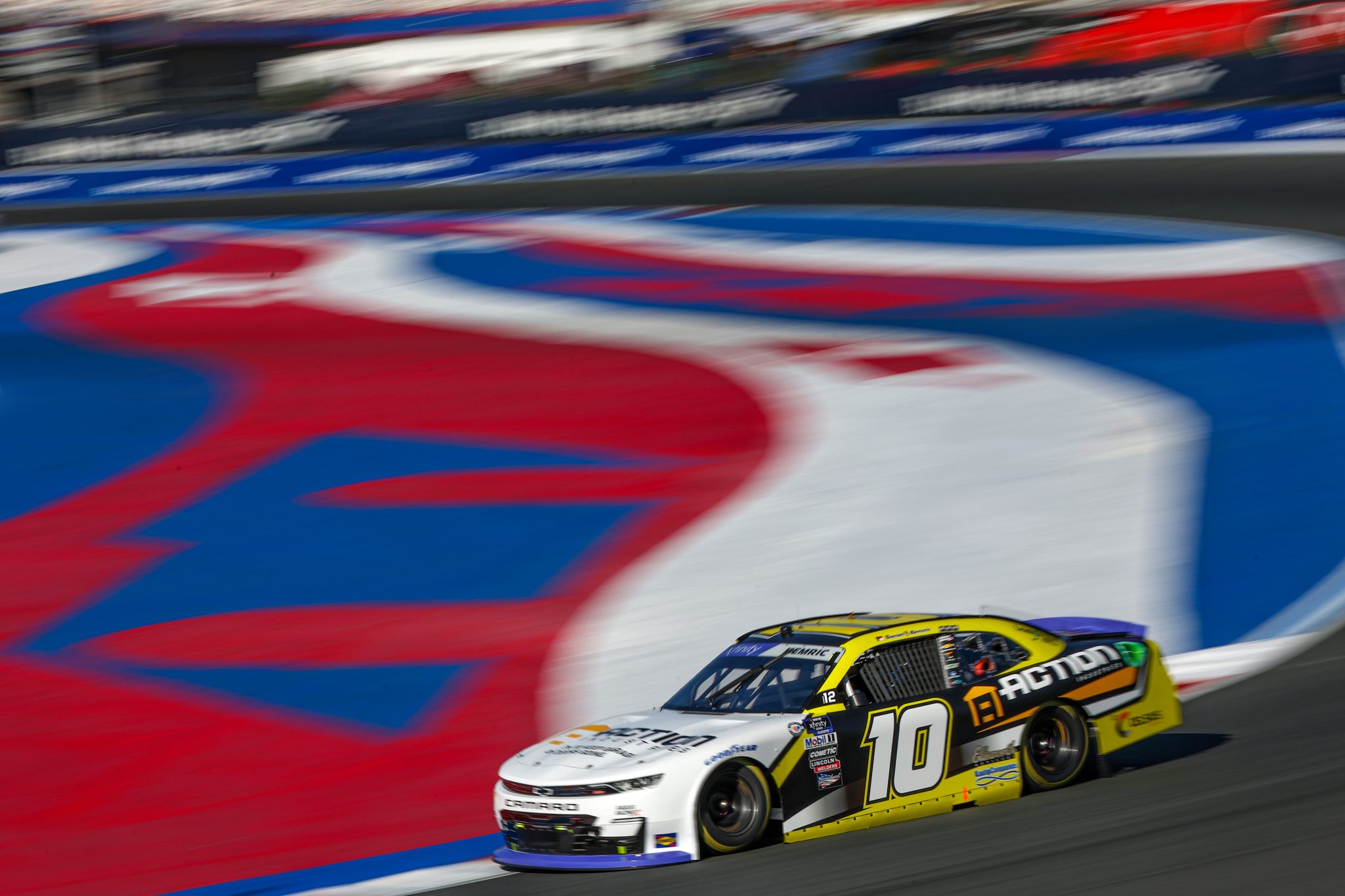CONCORD, NORTH CAROLINA - OCTOBER 07: Daniel Hemric, driver of the #10 Action Industries Chevrolet, drives during practice for the NASCAR Xfinity Series Drive for the Cure 250 presented by BCBS at Charlotte Motor Speedway on October 07, 2023 in Concord, North Carolina. (Photo by Jared C. Tilton/Getty Images) | Getty Images