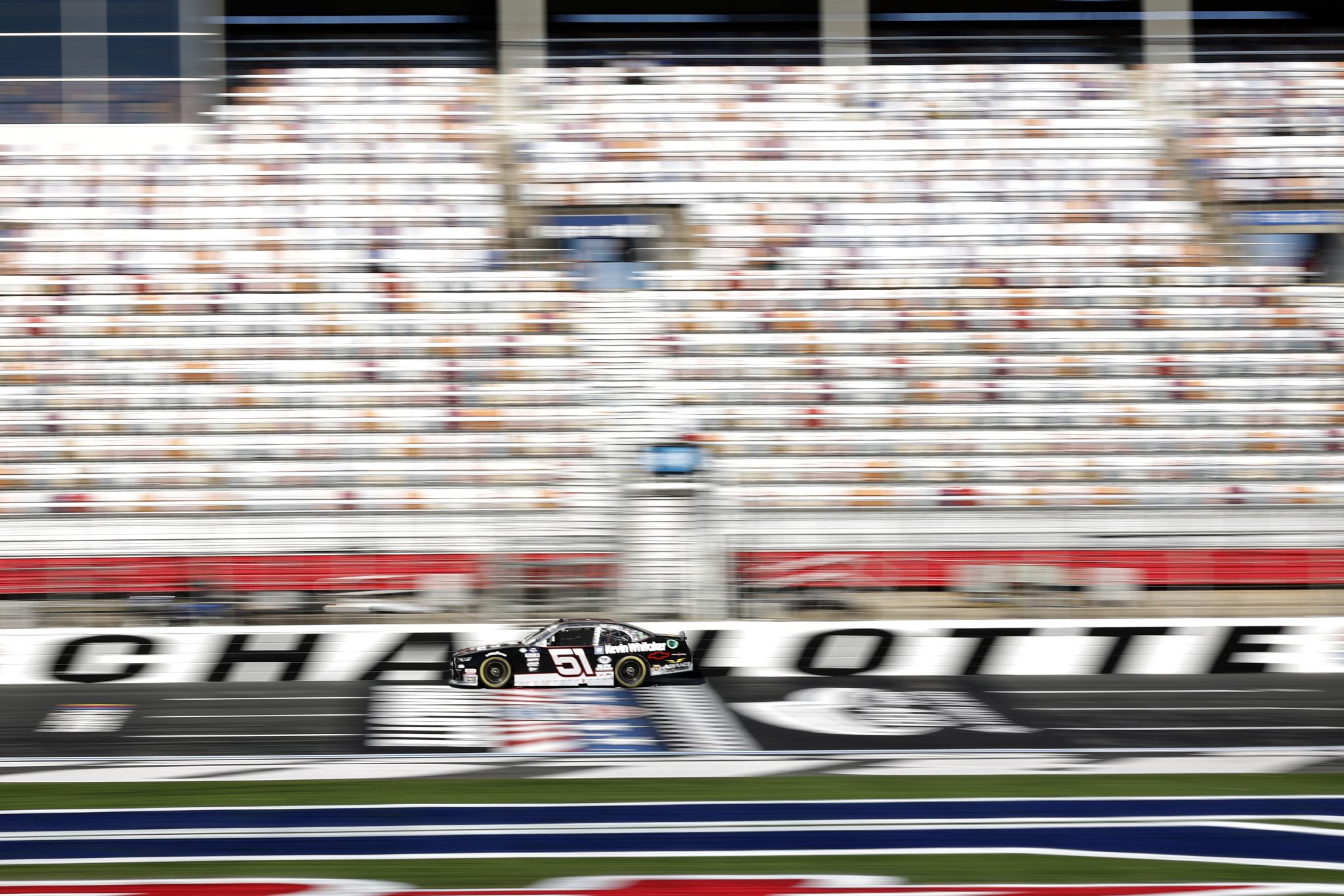 CONCORD, NORTH CAROLINA - OCTOBER 07: Jeremy Clements, driver of the #51 Kevin Whitaker Chevrrolet Chevrolet, drives during practice for the NASCAR Xfinity Series Drive for the Cure 250 presented by BCBS at Charlotte Motor Speedway on October 07, 2023 in Concord, North Carolina. (Photo by James Gilbert/Getty Images) | Getty Images