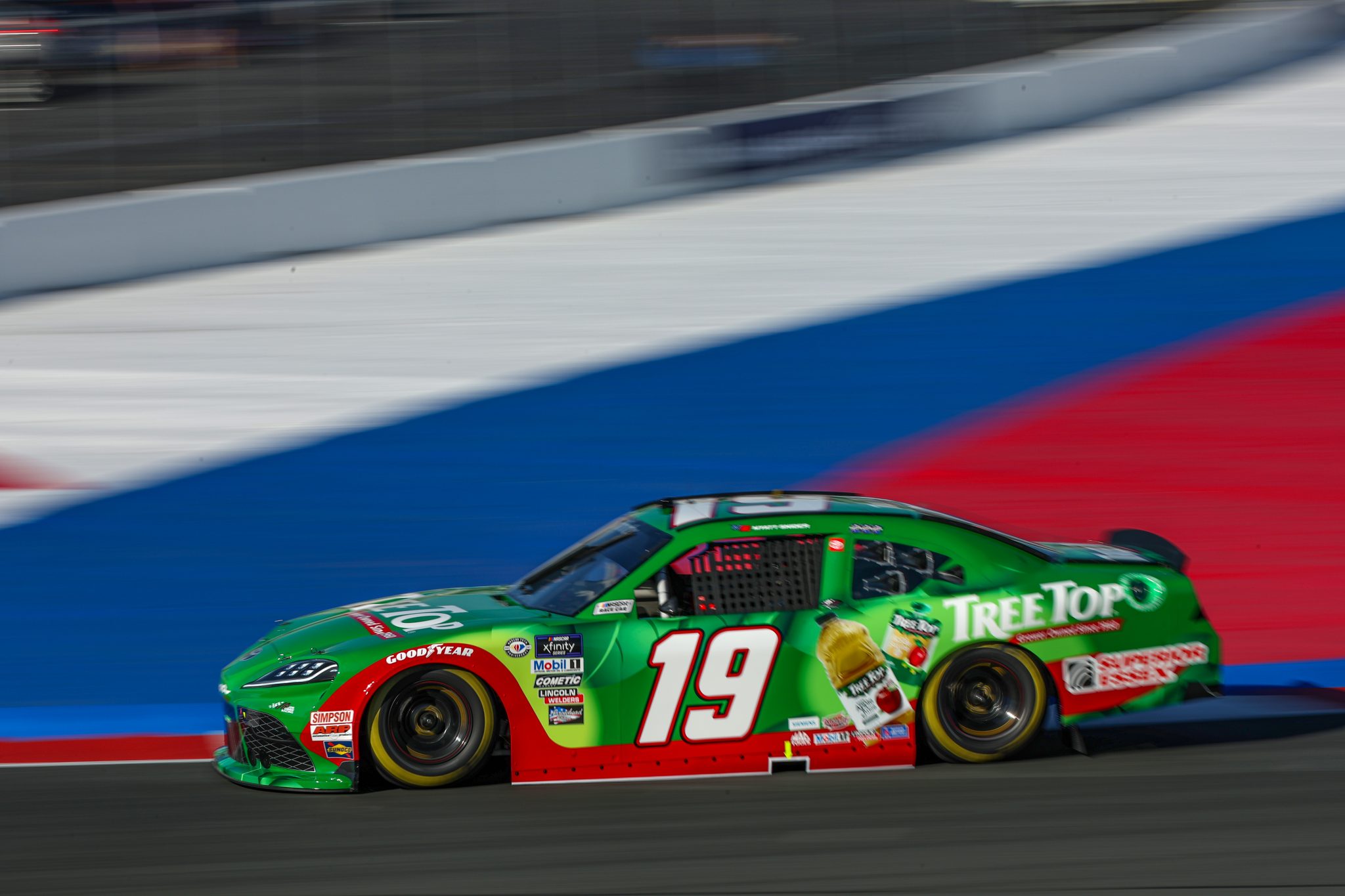 CONCORD, NORTH CAROLINA - OCTOBER 07: Myatt Snider, driver of the #19 Tree Top Toyota, drives during practice for the NASCAR Xfinity Series Drive for the Cure 250 presented by BCBS at Charlotte Motor Speedway on October 07, 2023 in Concord, North Carolina. (Photo by Jared C. Tilton/Getty Images) | Getty Images