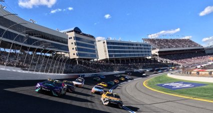 CONCORD, NORTH CAROLINA - OCTOBER 08: Tyler Reddick, driver of the #45 Jordan Brand Toyota, and Christopher Bell, driver of the #20 DEWALT Plumbing Solutions Toyota, lead the field on a pace lap prior to the NASCAR Cup Series Bank of America ROVAL 400 at Charlotte Motor Speedway on October 08, 2023 in Concord, North Carolina. (Photo by Jared C. Tilton/Getty Images) | Getty Images