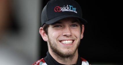 INDIANAPOLIS, INDIANA - AUGUST 12: Chandler Smith, driver of the #16 Quick Tie Products Inc. Chevrolet, waits backstage during pre-race ceremonies prior to the NASCAR Xfinity Series Pennzoil 150 at the Brickyard at Indianapolis Motor Speedway on August 12, 2023 in Indianapolis, Indiana. (Photo by Sean Gardner/Getty Images) | Getty Images