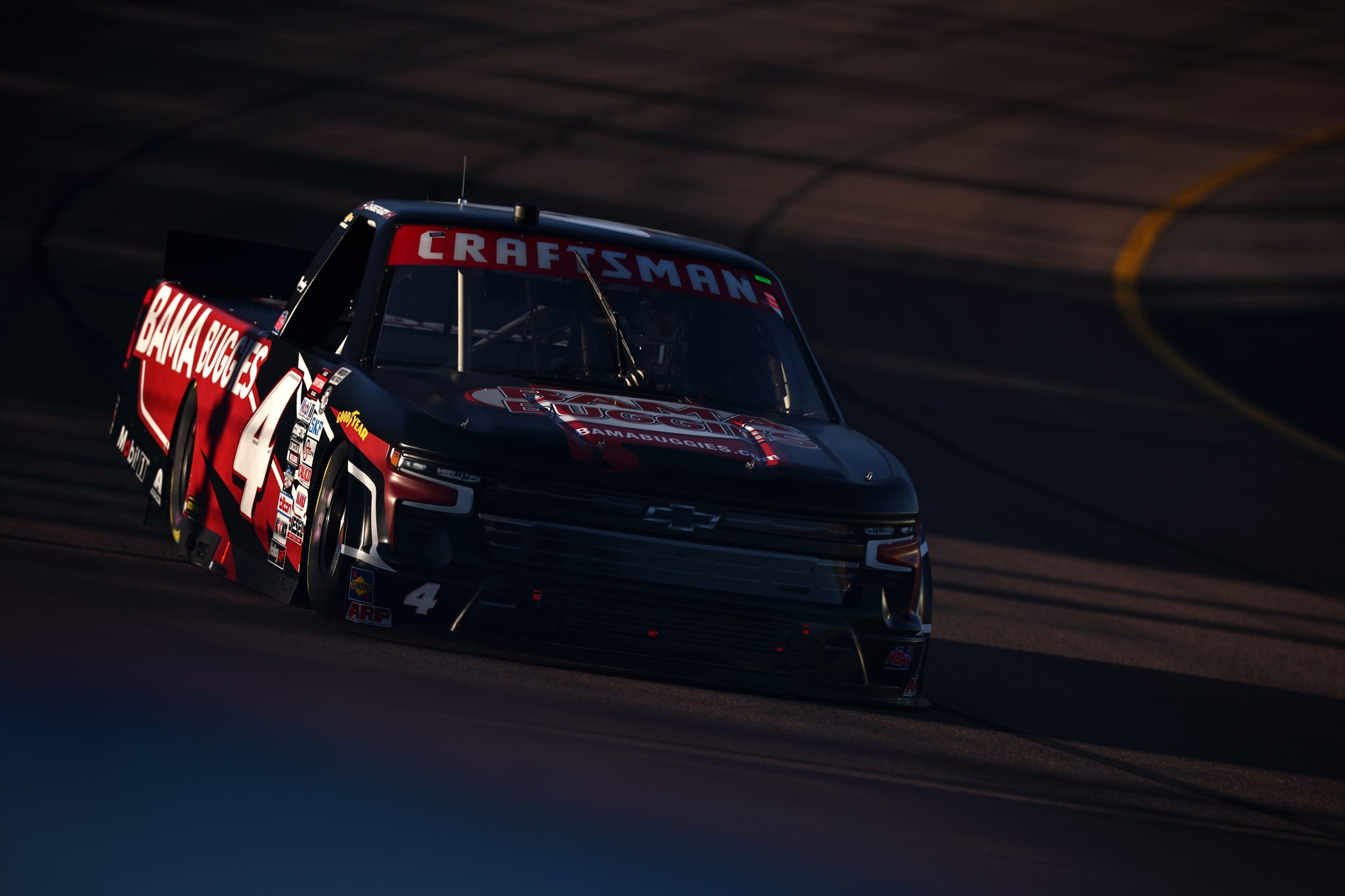 AVONDALE, ARIZONA - NOVEMBER 03: Chase Purdy, driver of the #4 Bama Buggies Chevrolet, drives during qualifying for the NASCAR Craftsman Truck Series Craftsman 150 at Phoenix Raceway on November 03, 2023 in Avondale, Arizona. (Photo by Jared C. Tilton/Getty Images) | Getty Images