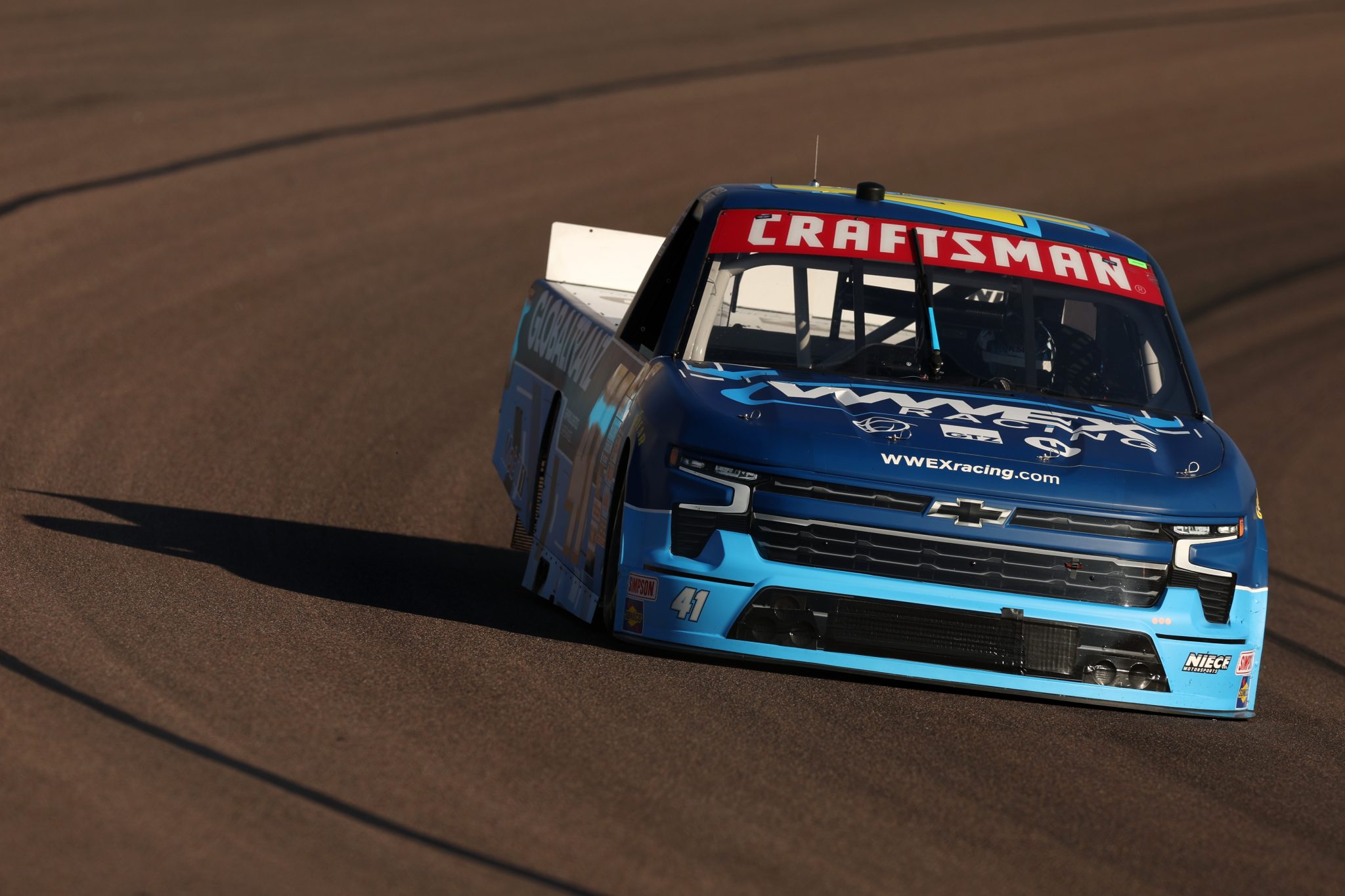 AVONDALE, ARIZONA - NOVEMBER 03: Bayley Currey, driver of the #41 GlobalTranz Chevrolet, drives during qualifying for the NASCAR Craftsman Truck Series Craftsman 150 at Phoenix Raceway on November 03, 2023 in Avondale, Arizona. (Photo by Christian Petersen/Getty Images) | Getty Images