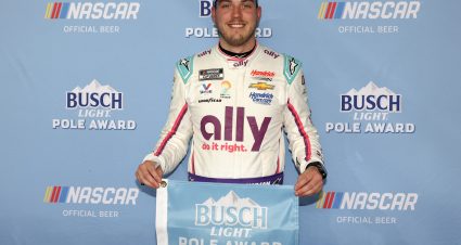 DAYTONA BEACH, FLORIDA - FEBRUARY 15: Alex Bowman, driver of the #48 Ally Chevrolet, poses for photos after winning the the Busch Light Pole Award at Daytona International Speedway on February 15, 2023 in Daytona Beach, Florida. (Photo by James Gilbert/Getty Images) | Getty Images
