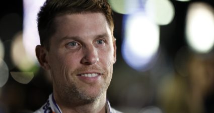 DAYTONA BEACH, FLORIDA - FEBRUARY 15: Denny Hamlin, driver of the #11 FedEx 50 Toyota, looks on during qualifying for the Busch Light Pole at Daytona International Speedway on February 15, 2023 in Daytona Beach, Florida. (Photo by Sean Gardner/Getty Images) | Getty Images