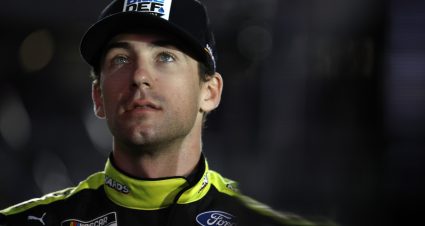 DAYTONA BEACH, FLORIDA - FEBRUARY 15: Ryan Blaney, driver of the #12 Menards/Blue DEF/PEAK Ford, looks on during qualifying for the Busch Light Pole at Daytona International Speedway on February 15, 2023 in Daytona Beach, Florida. (Photo by Sean Gardner/Getty Images) | Getty Images