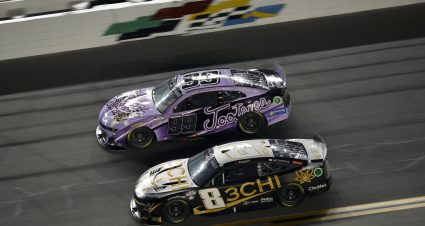 DAYTONA BEACH, FLORIDA - FEBRUARY 16: Kyle Busch, driver of the #8 3CHI Chevrolet, and Daniel Suarez, driver of the #99 Tootsies Orchid Lounge Chevrolet, race during the NASCAR Cup Series Bluegreen Vacations Duel #2 at Daytona International Speedway on February 16, 2023 in Daytona Beach, Florida. (Photo by Jared C. Tilton/Getty Images) | Getty Images