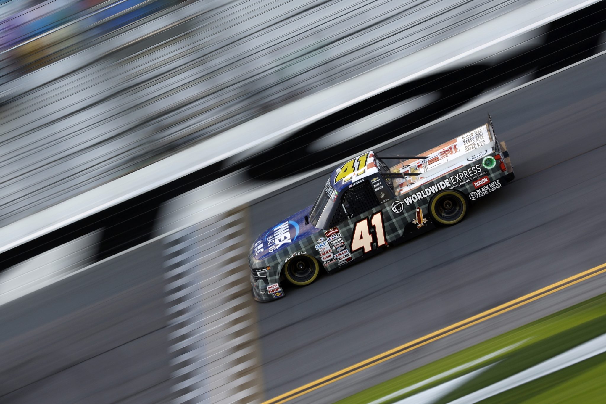 DAYTONA BEACH, FLORIDA - FEBRUARY 16: Travis Pastrana, driver of the #41 Worldwide Express/BRCC Chevrolet, drives during practice for the NASCAR Craftsman Truck Series NextEra Energy 250 at Daytona International Speedway on February 16, 2023 in Daytona Beach, Florida. (Photo by Sean Gardner/Getty Images) | Getty Images