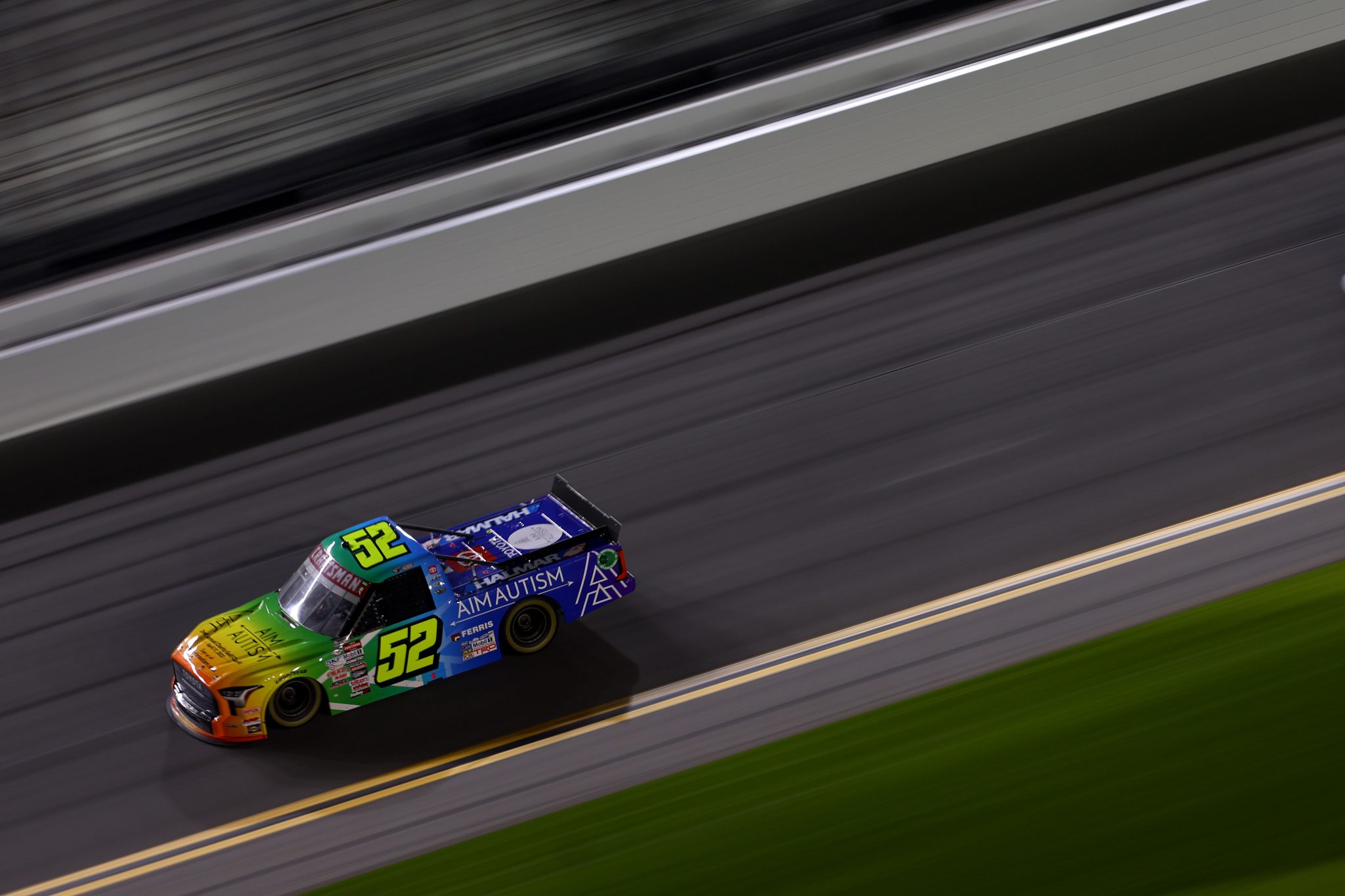 DAYTONA BEACH, FLORIDA - FEBRUARY 17: Stewart Friesen, driver of the #52 Aim Autism/Halmar Toyota, drives during the NASCAR Craftsman Truck Series NextEra Energy 250 at Daytona International Speedway on February 17, 2023 in Daytona Beach, Florida. (Photo by Mike Ehrmann/Getty Images) | Getty Images
