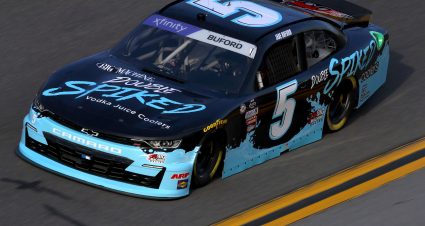 DAYTONA BEACH, FLORIDA - FEBRUARY 17: Jade Buford, driver of the #5 Double Spiked Coolers Chevrolet, drives during practice for the  NASCAR Xfinity Series Beef. It's What's For Dinner. 300 at Daytona International Speedway on February 17, 2023 in Daytona Beach, Florida. (Photo by Mike Ehrmann/Getty Images) | Getty Images