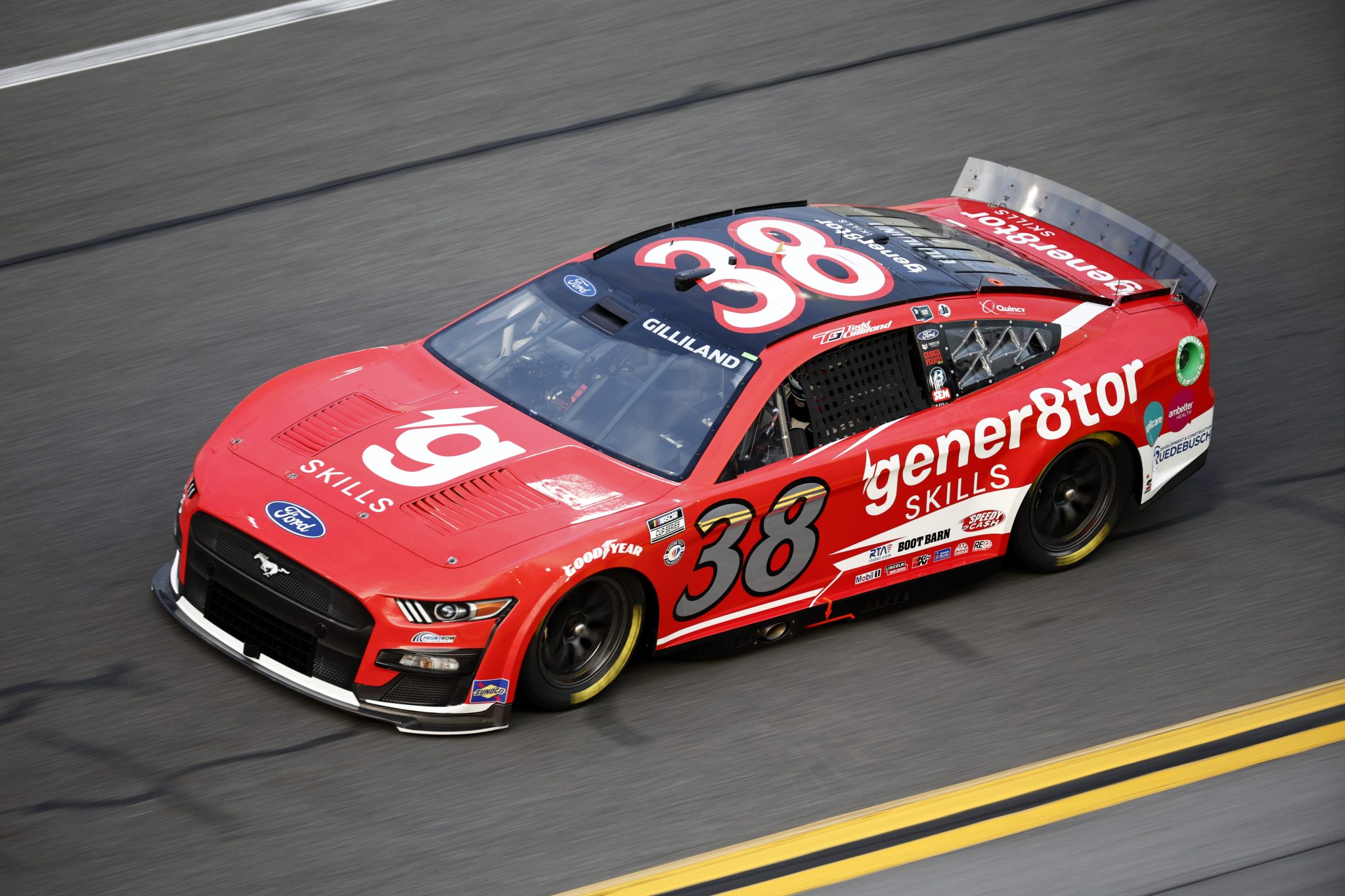 DAYTONA BEACH, FLORIDA - FEBRUARY 17: Todd Gilliland, driver of the #38 gener8tor Skills Ford, drives during practice for the NASCAR Cup Series 65th Annual Daytona 500 at Daytona International Speedway on February 17, 2023 in Daytona Beach, Florida. (Photo by Jared C. Tilton/Getty Images) | Getty Images