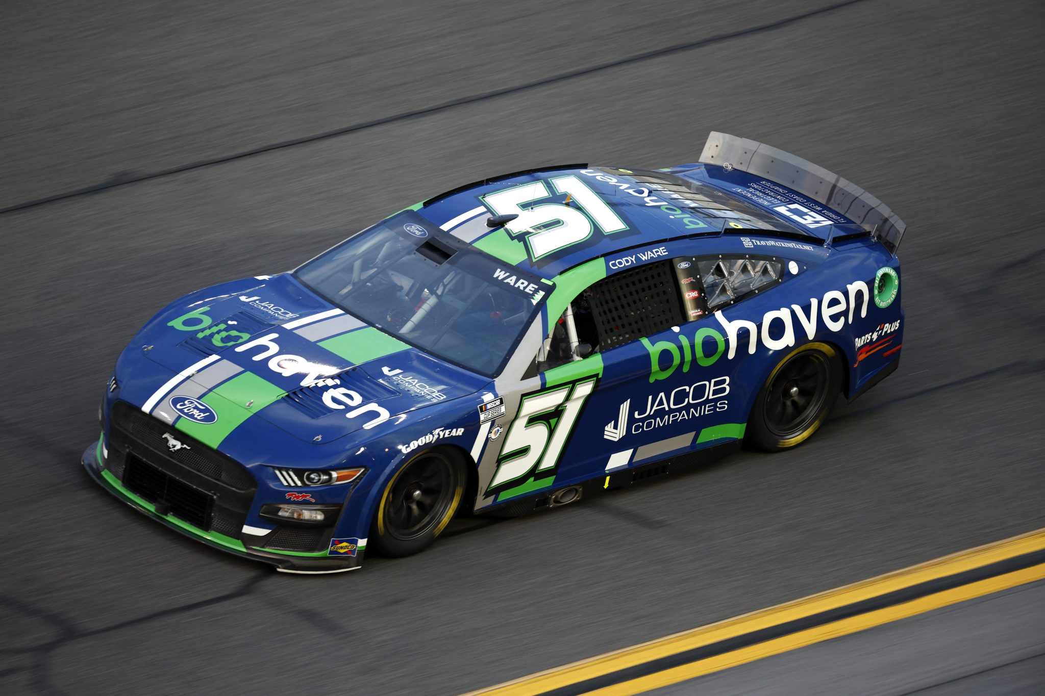 DAYTONA BEACH, FLORIDA - FEBRUARY 17: Cody Ware, driver of the #51 Biohaven/Jacob Co. Ford, drives during practice for the NASCAR Cup Series 65th Annual Daytona 500 at Daytona International Speedway on February 17, 2023 in Daytona Beach, Florida. (Photo by Jared C. Tilton/Getty Images) | Getty Images
