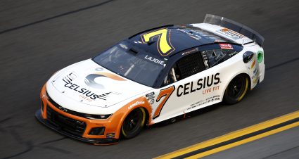 DAYTONA BEACH, FLORIDA - FEBRUARY 17: Corey LaJoie, driver of the #7 Celsius Chevrolet, drives during practice for the NASCAR Cup Series 65th Annual Daytona 500 at Daytona International Speedway on February 17, 2023 in Daytona Beach, Florida. (Photo by Jared C. Tilton/Getty Images) | Getty Images