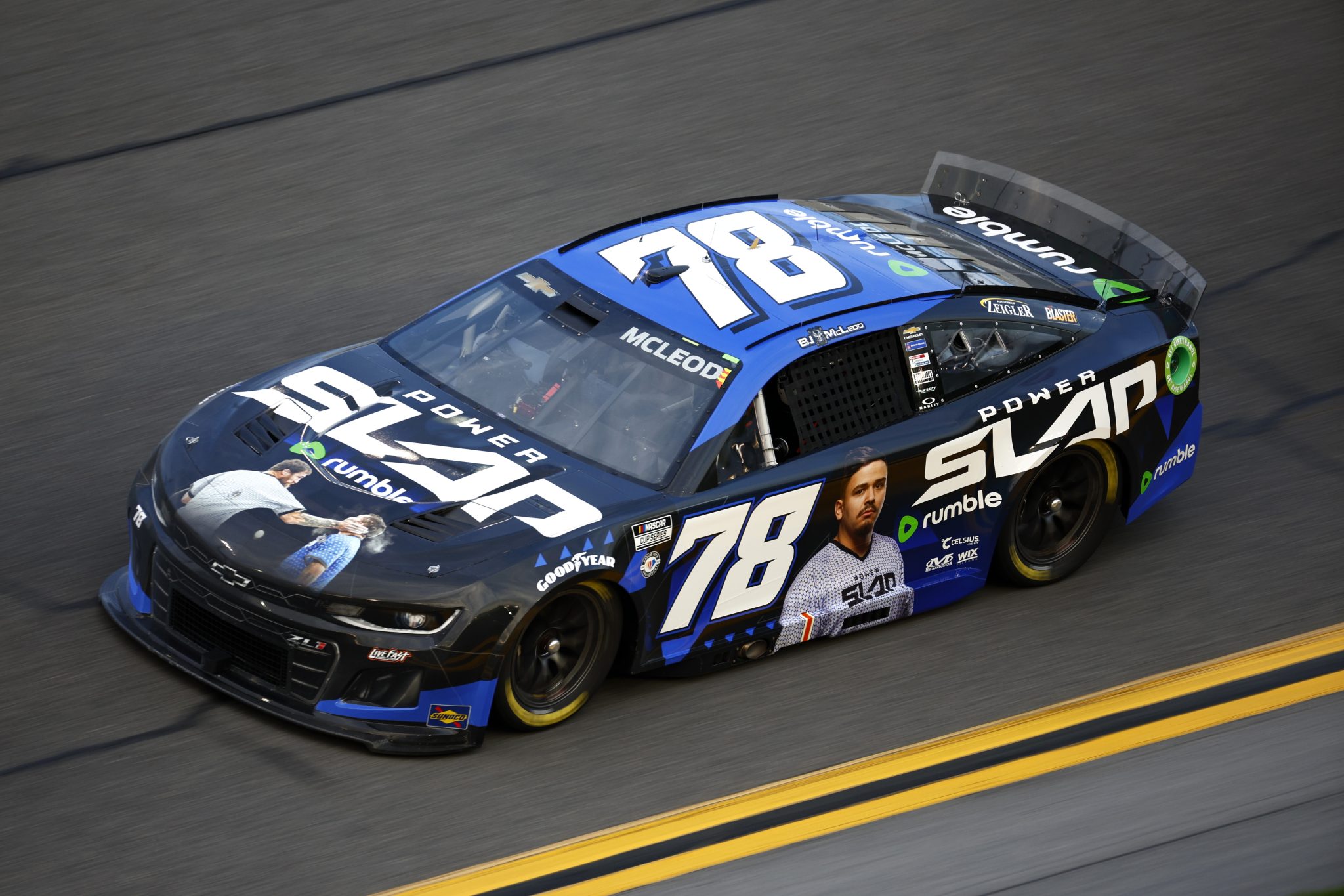 DAYTONA BEACH, FLORIDA - FEBRUARY 17: BJ McLeod, driver of the #78 Power Slap Rumble Chevrolet, drives during practice for the NASCAR Cup Series 65th Annual Daytona 500 at Daytona International Speedway on February 17, 2023 in Daytona Beach, Florida. (Photo by Jared C. Tilton/Getty Images) | Getty Images