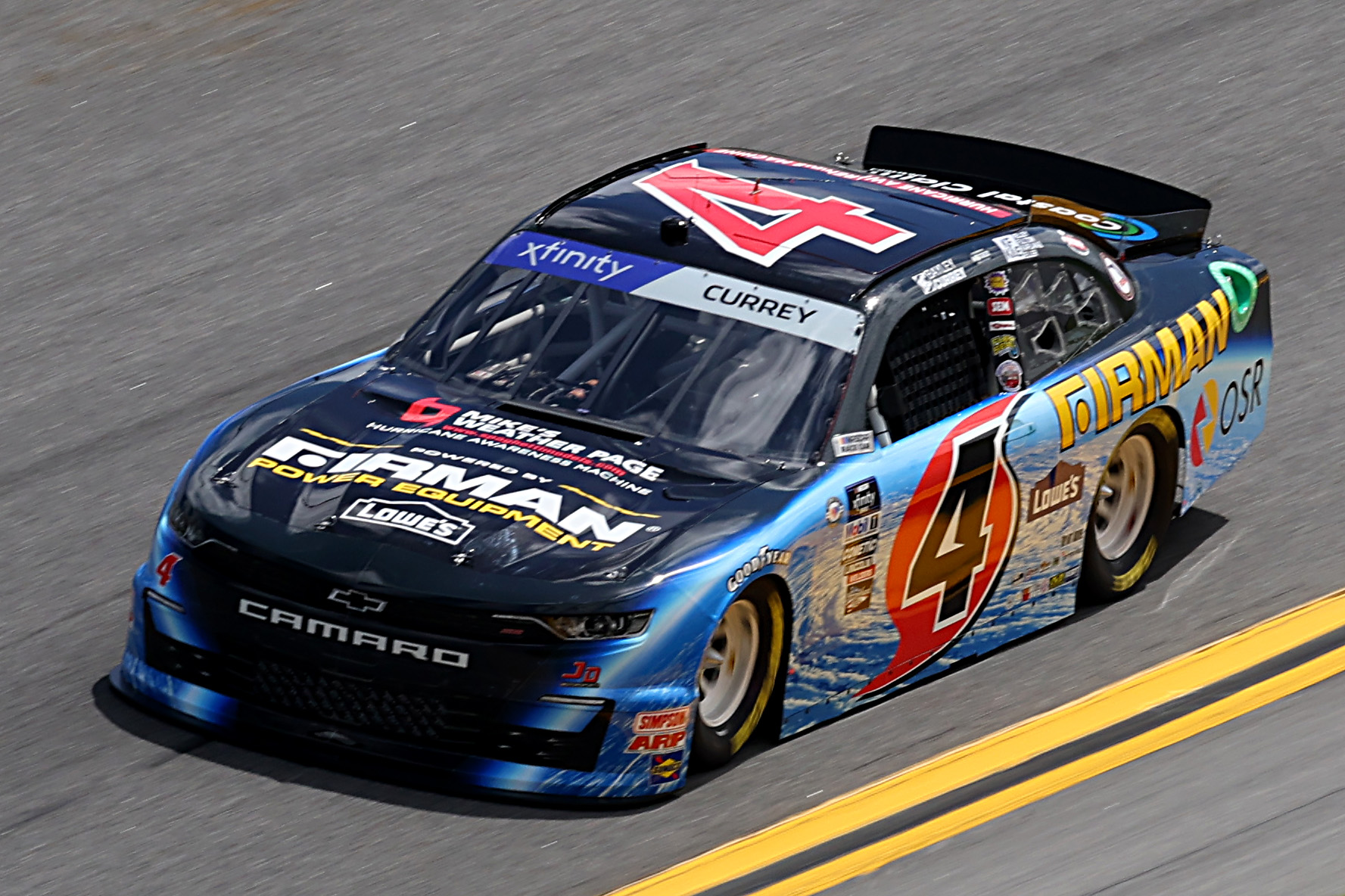 DAYTONA BEACH, FLORIDA - FEBRUARY 18: Bayley Currey, driver of the #4 Mikes Weather Page/Firman Chevrolet, drives during qualifying for the Beef. It's What's For Dinner. 300 at Daytona International Speedway on February 18, 2023 in Daytona Beach, Florida. (Photo by Mike Ehrmann/Getty Images) | Getty Images