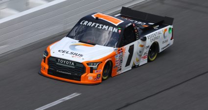DAYTONA BEACH, FLORIDA - FEBRUARY 17: Jason A White, driver of the #1 Celsius Toyota, drives during qualifying for the  NASCAR Craftsman Truck Series NextEra Energy 250 at Daytona International Speedway on February 17, 2023 in Daytona Beach, Florida. (Photo by Mike Ehrmann/Getty Images) | Getty Images