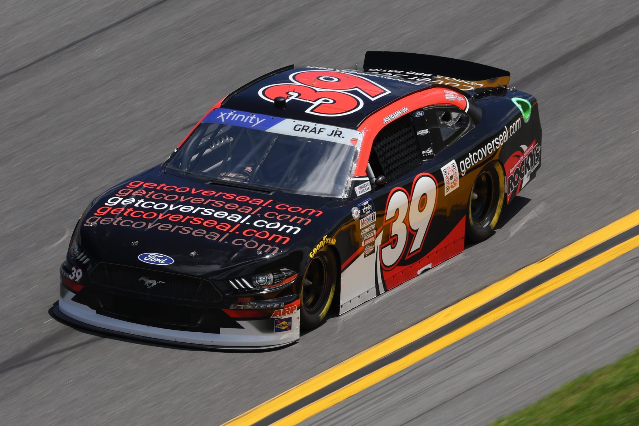 DAYTONA BEACH, FLORIDA - FEBRUARY 18: Joe Graf Jr, driver of the #39 Getcoverseal.com Ford, drives during qualifying for the Beef. It's What's For Dinner. 300 at Daytona International Speedway on February 18, 2023 in Daytona Beach, Florida. (Photo by Mike Ehrmann/Getty Images) | Getty Images