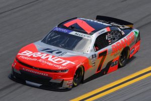 DAYTONA BEACH, FLORIDA - FEBRUARY 18: Justin Allgaier, driver of the #7 BRANDT Chevrolet, drives during qualifying for the Beef. It's What's For Dinner. 300 at Daytona International Speedway on February 18, 2023 in Daytona Beach, Florida. (Photo by Mike Ehrmann/Getty Images) | Getty Images